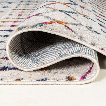 Moroccan Hype Boho Vintage Diamond Area Rug Cream/Multi